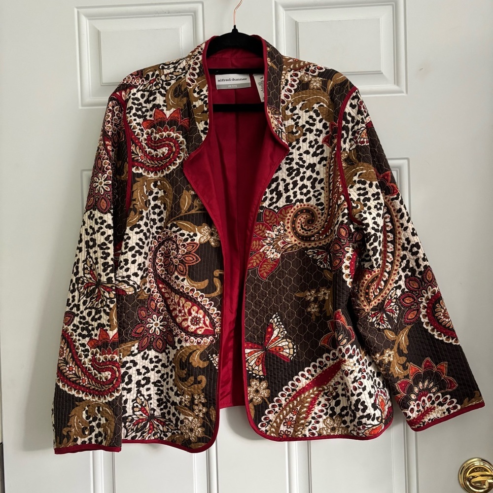 ❤️2/$15 or 3/$21❤️Alfred Dunner Paisley Lightweight Open Jacket, Size 16 Petite